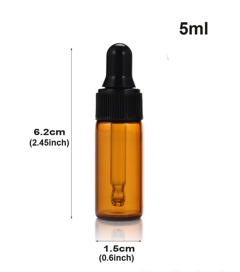 ELFENSTALL Simple-e 10pcs 5ml 1/6oz Amber Mini Glass Bottle Amber Sample Vial Small Essential Oil Bottle with Glass Eye Dropper + 1pc Glass Clean Cloth + 1pc 3ml dropper (10) - Image 4